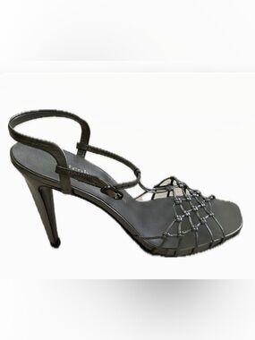 Stephane Kelian Silver High-Heels with Crisscross Straps